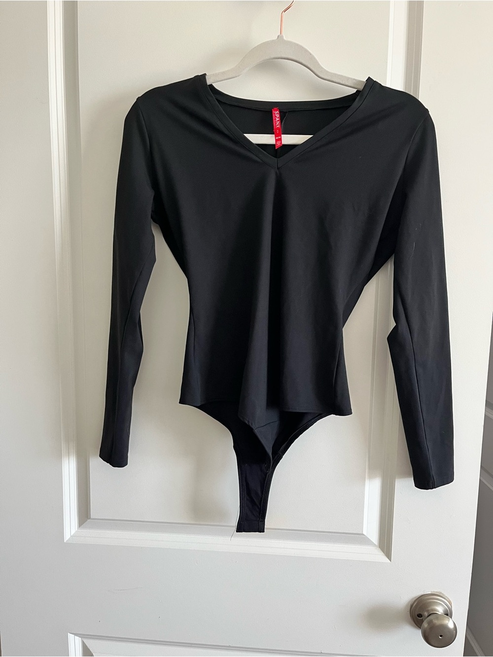Spanx Black V-Neck Long Sleeve Bodysuit